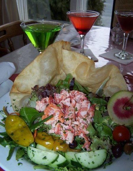 Salad with lobster meat
