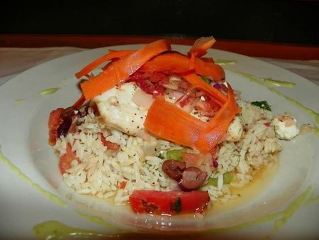 Fish with rice and vegetables